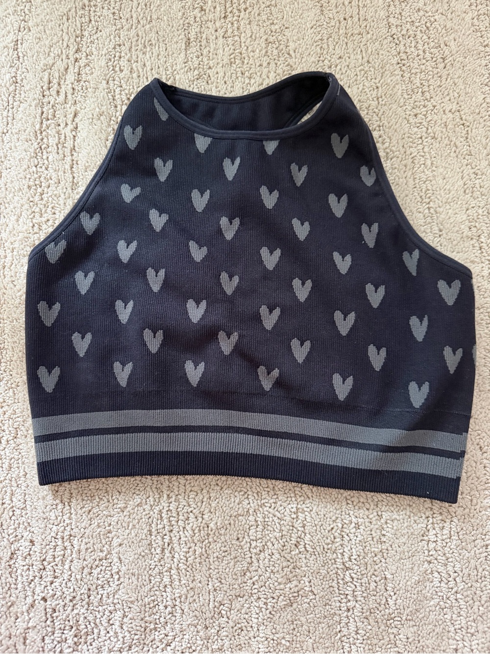 Spiritual Gangster Heart-Pattern High Neck Crop Tank Top - Black